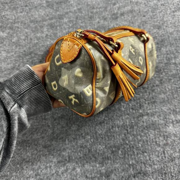 Dooney Bourke Mini Barrel Satchel Brown Logo Canvas Leather Heart Charm Y2K - Picture 7 of 16